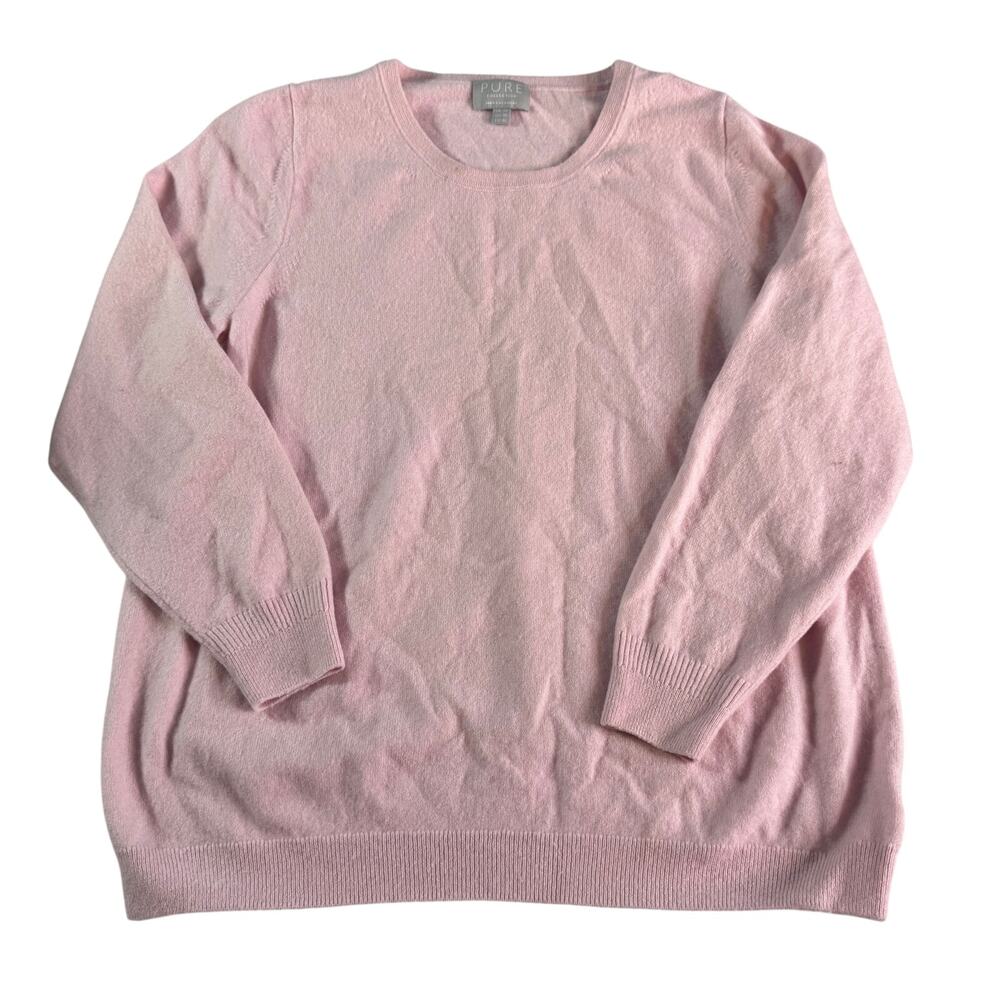 Pure Collection 100% Cashmere Sweater Womens US 18 Pink Long Sleeve Crew Neck